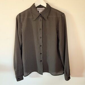 Vintage Jones Wear Black and Beige Striped Blouse